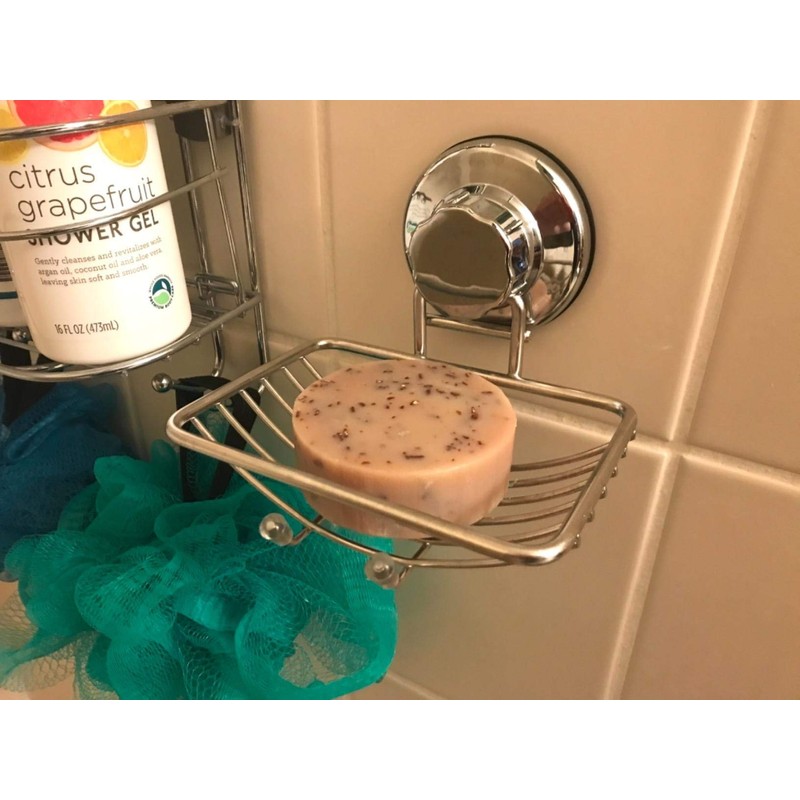 SANNO Suction Cup Soap Dish, Powerful Suction Cup, Sponges Holder
