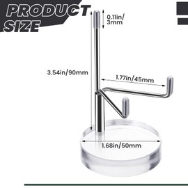 Heclia Crystal Stands for Display Adjustable Metal Arms Display Stand Easel Small Plate Stand with Acrylic Clear Round Base Silver Decorative Displays Holder for Coral Geodes Rock Crystals Seashell