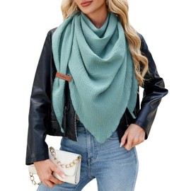 PASUDA Women's Muslin Triangle Scarf Comfortable Soft Triangle Scarf Cotton Keep Warm Neckerchief Muslin Scarf Autumn Elegant Plain Colours Large Scarf Women's Stole 190 x 80 cm, Sea blue