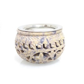Fumaga Aurum Soapstone Incense Burner with Sieve Including Silver Plates, Optional Smoking Brush