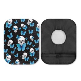 Rnyleeg Colostomy Bag Cover for Women 1 Pack Skull Butterfly Pattern Ostomy Pouch Covers with Closure Reusable Ostomy Supplies for Ileostomy Stoma Care