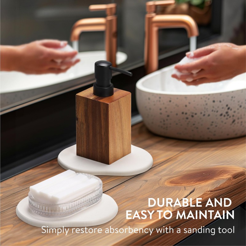 Navaris Diatomaceous Earth Tray Small Set - Trays for Kitchen