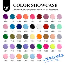 VANREESA 48 Pcs Gel Nail Polish Set 42 Colors Gel Polish with 2 Pcs Base Coat Glossy & Matte & Silver & Golden Top Coat Nail Kit Gifts for Women Girls Nail Art Salon at Home