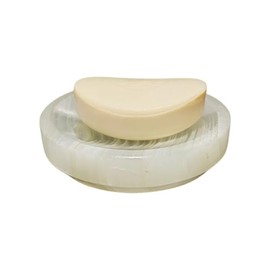 Genérico Set de 3 Jaboneras Redondas de Ónix Blanco Hielo 13 x 3 cm para Baño, Modelo LZ