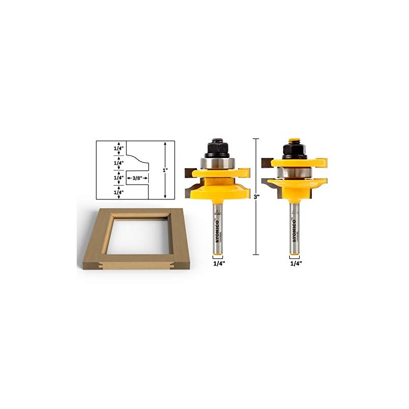 YONICO Router Bits Set Rail and Stile 2 Bit Ogee