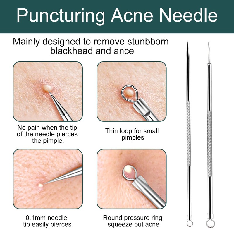 Kzouenzu Pimple Tool Set [8 Pieces], Pimple Squeezing Tool, High-Quality