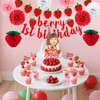 MEIWUTIE Berry First Birthday Decor,23 Pcs Strawberry First Birthday Decorations