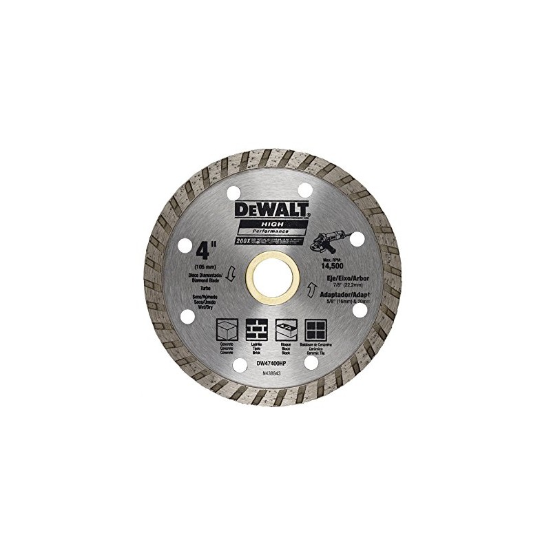 DEWALT Disco Diamantado Turbo 4x4 x 7/8 - 5/8 Pulgadas