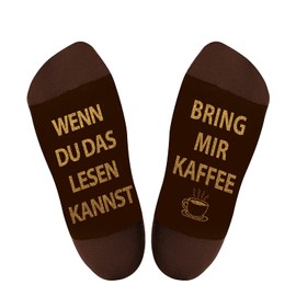 AGRIMONY funny socks for men and boys, ‘If you can read this, bring me gifts’ (wenn du das lesen kannst bring mir Geschenke), funny, cool, crazy socks, Christmas stockings, gift ideas, B coffee, m-l