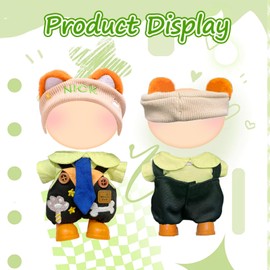 3 Pcs Doll Clothes for 17cm Plush Dolls, Clothes Set Include 1 Headband 1 Shirt 1 Overalls 1 Tie and 1 Pair of Shoes for Dolls Premium Outfit, Birthday Holiday Present for Girls Kids (No Doll) Orange