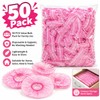 50Pcs Disposable Shower Caps, Waterproof Plastic Bath Hair Caps (Pink)