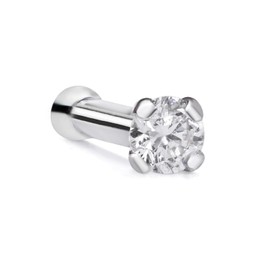 Demira Natural Diamond Studded Bone Design Nose pin in 14K White Gold (1.7MM Diamond), 1.7MM Diamond, White Gold, diamond
