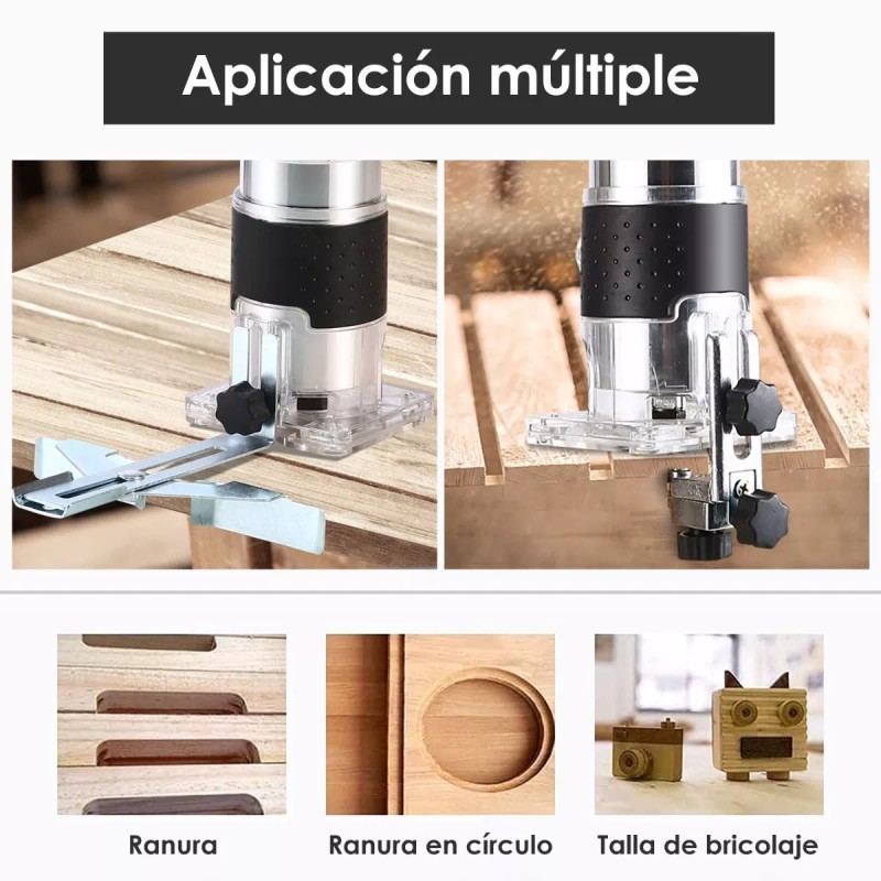 LSXD Router Madera Recortadora Rebajadora 800w +15 Brocas Carburo