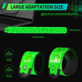 2PCS LED Armband for Running Walking at Night, High Visibility Reflective Running Gear Rechargeable LED Armband Light Up Arm Bands for Men Women Kids Night Cycling Walking Joggers Running Safety Gear