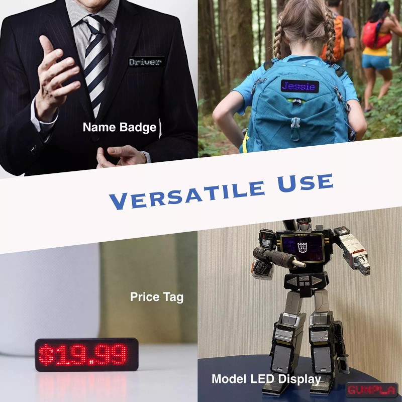 VBLab Wireless Bluetooth LED Name Badge Upgraded Rechargeable Name Tag