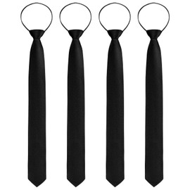 Xinnun 4 Pieces Zipper Ties for Men Adjustable Men's Neckties Zip on Tie for Men Zipper Skinny Necktie Clip on Slim Tie(Black)