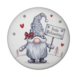Cute Christmas Gnome with Sign Magnet – Merry Christmas Winter Gnome in Grey Hat for the Festive Season – Charming Winter Gnome for Decorating