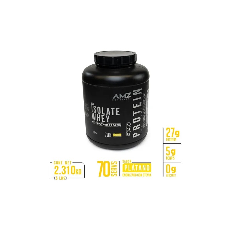 Proteina Amz Isolate Whey 5lbs 2.3kg 70 Serv Sabor Plátano