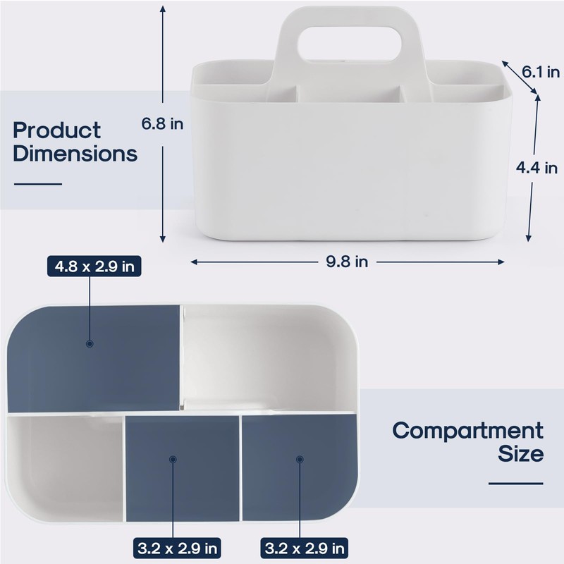 Multiuse Caddy Organizer with Handle - Stackable Plastic Tote Bin