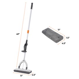 Superio Miracle Microfiber Self-Wringing Flat Mop with Telescopic Handle & Replacement Pad - Lightweight, Heavy-Duty Mop for Hardwood, Tile, Laminate & Walls - Grey