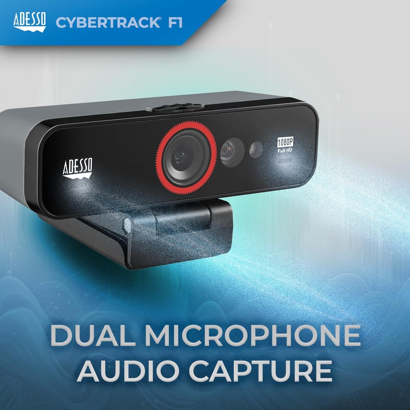 Adesso CyberTrack F1 1080P HD Enfoque Fijo USB Windows Hello