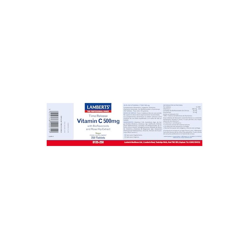 Lamberts Vitamin C Sustained Release 500mg - 250 Tablets