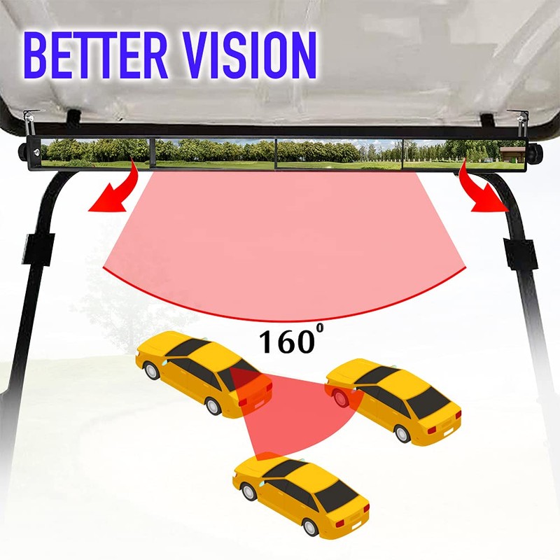 GRAND ORANGE 5 Panel Universal Wink Mirror for Golf Carts