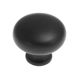 Hickory Hardware Cottage Collection Knob 1-1/4 Inch Diameter Matte Black Finish (10 Pack)