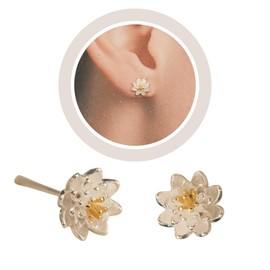 Handcrafted Sterling Silver Lotus Earring Stud, 925 Silver Flower Stud Earring, 925 Silver Lotus Earring, Dainty, Lotus Jewelry, Zen Earring, Buddhda Lotus Earring Gift for Her