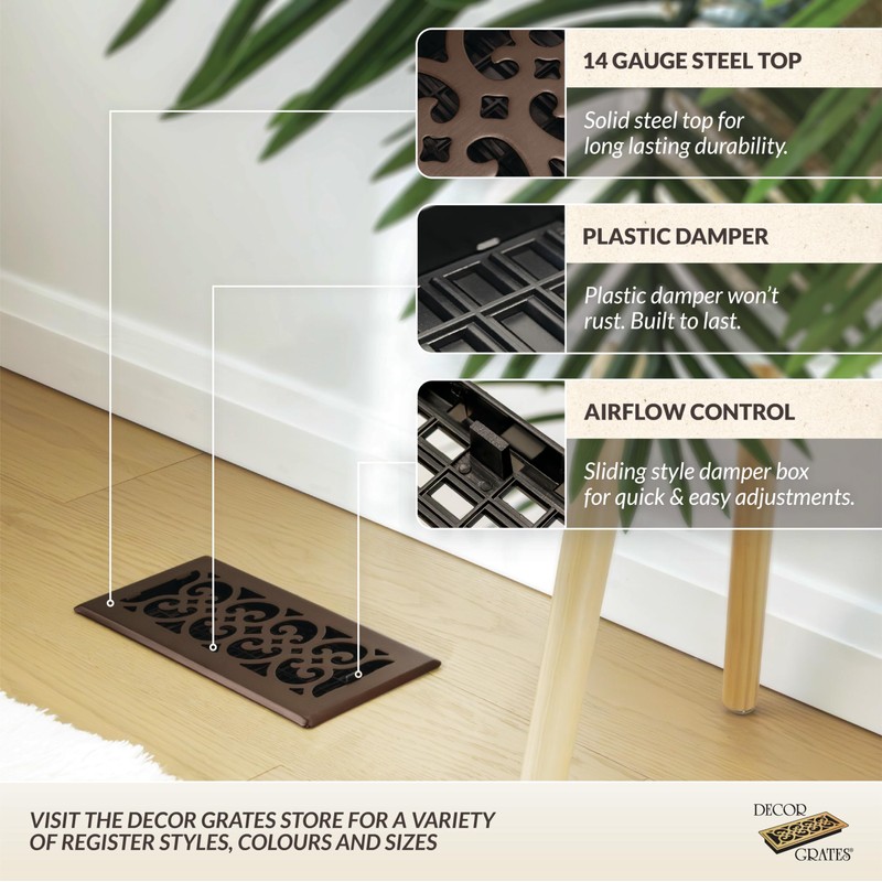Decor Grates SPH410-RB Floor Register, 4x10, Rubbed Bronze Finish