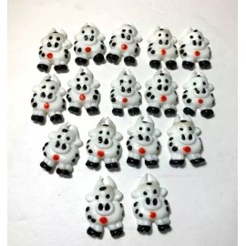 Mega Marbles Mini "White Cow w Black Spots" Glass Figurines Pk 16 Miniature Arts Crafts Party