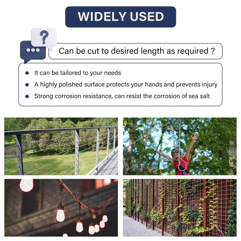 Thickened 1/4 Stainless Steel Cable, 25ft Wire Rope, 7X19 Strands