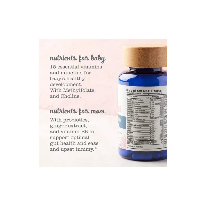 Mommys Bliss Multivitamínico Prenatal + Probioticos 45 Caps. Sabor Sin