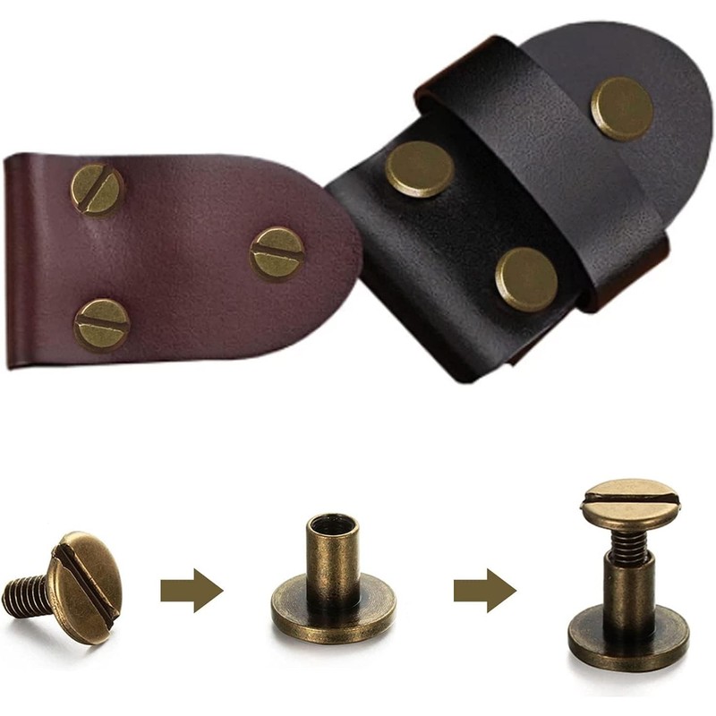 Pack of 20 Bronze Leather Rivets, Full Copper Flat Head
