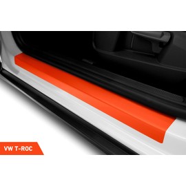 Luxshield Car Door Sill Protectors for VW T-Roc Cabriolet 1 (I) AC7 I 2019-2025 - Paint Protection Film for Car Kick Plates Panel Covers Carbon