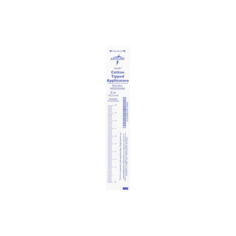 Medline MDS202000 Sterile Cotton-Tipped Applicators White Pack of 200