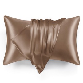 Love's cabin Satin Pillowcase for Hair and Skin (Brown, 20x26 inches) Similar to Silk Pillow Cases, Pillow Cases Standard Size Set of 2 - Satin Cooling Pillow Covers with Envelope Closure