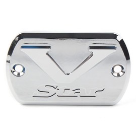 GZYF Motorcycle Front Brake Fluid Reservoir Cover Compatible with Yamaha V-Star XVS650 1998-2016, XVS950 2009-2017, XVS1100 1999-2009, XVS1300 2007-2009, Chrome