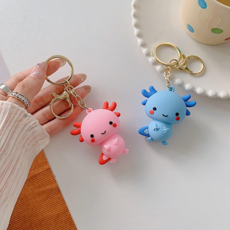 GIKILEE Cute Axolotl Keychain Kawaii Aesthetic Animal Keyring for Backpacks