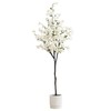 Nearly Natural 6ft. Artificial Cherry Blossom Tree with White Decorative