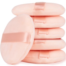 JOLY Powder Puff Face Makeup Soft Velour Beauty Blender Sponge for Loose Powder Foundation Setting Powder Puffs Reusable Stocking Stuffers for Women (6Pcs_Beige)