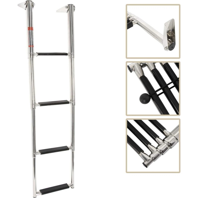 Amarine Made Boat Ladder 4 Step Telescoping Swim Marine Ladder