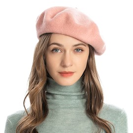 ZLYC Women's Classic French Artist Beret Beret, Pink, One Size