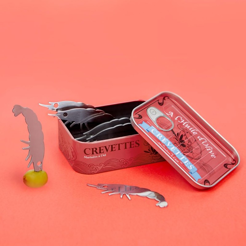 Balvi Fork Appetizer Conserverie Crevettes Retro Design Canned Shrimp Can/INOX