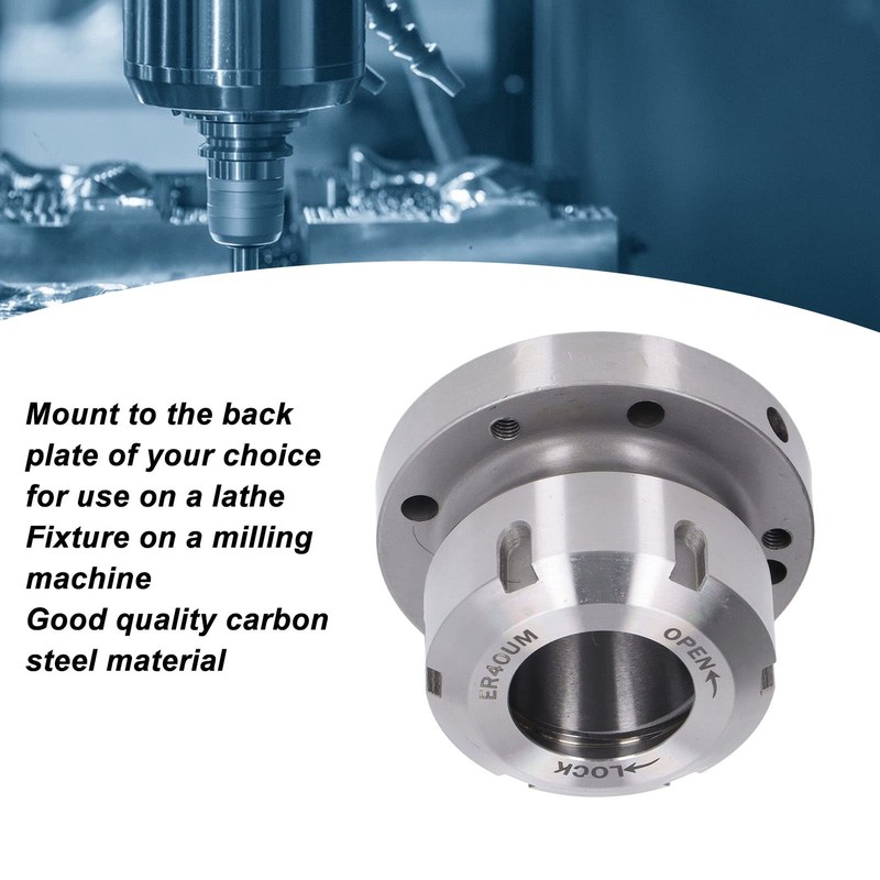 ER40 Collet Chuck, 7 Holes, Carbon Steel, Compact Replacement for