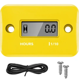 Frienda Small Engine Hour Meter Inductive Digital Automatically Shutdown for Gas Engine Lawn Dirt Bike Motorcycle Motocross Snowmobile Generator Karting (Yellow)