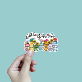 (3Pcs) God Says You are Stickers Christian Stickers Decal Waterproof Vinyl Stickers Adult for Laptop Kindle Car Tumbler Water Bottle Mug Phone Notebook Helmet Size 3”x1.8”