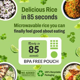 Regganic Cilantro Lime Rice - 90 Seconds - Organic, Long Grain White Rice, Vegan & Gluten Free | Ready to Eat Meals | BPA-Free | Microwavable Food, Easy Dinner, Side Dish | 8.8 Ounce (Pack of 6)