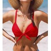 CUPSHE Women's Bikini Top Swimsuit V Neck Knot Bunny Tie