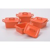 O-Ware Orange Stoneware Mini Square Baker with Lid, Set of